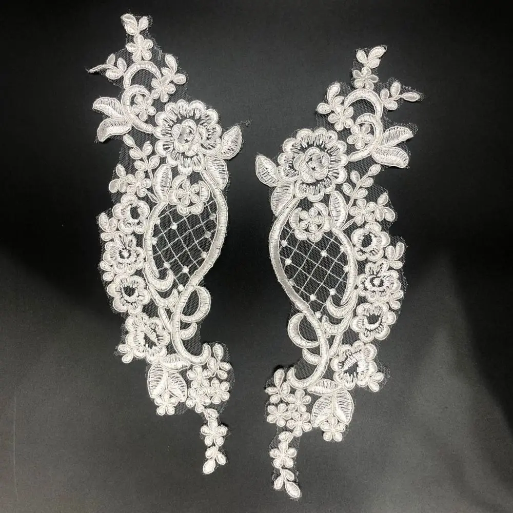 

Luxury Elegant Sewing Garment Accessories Bride Lace Fabric Patch Lace Applique Embroidery