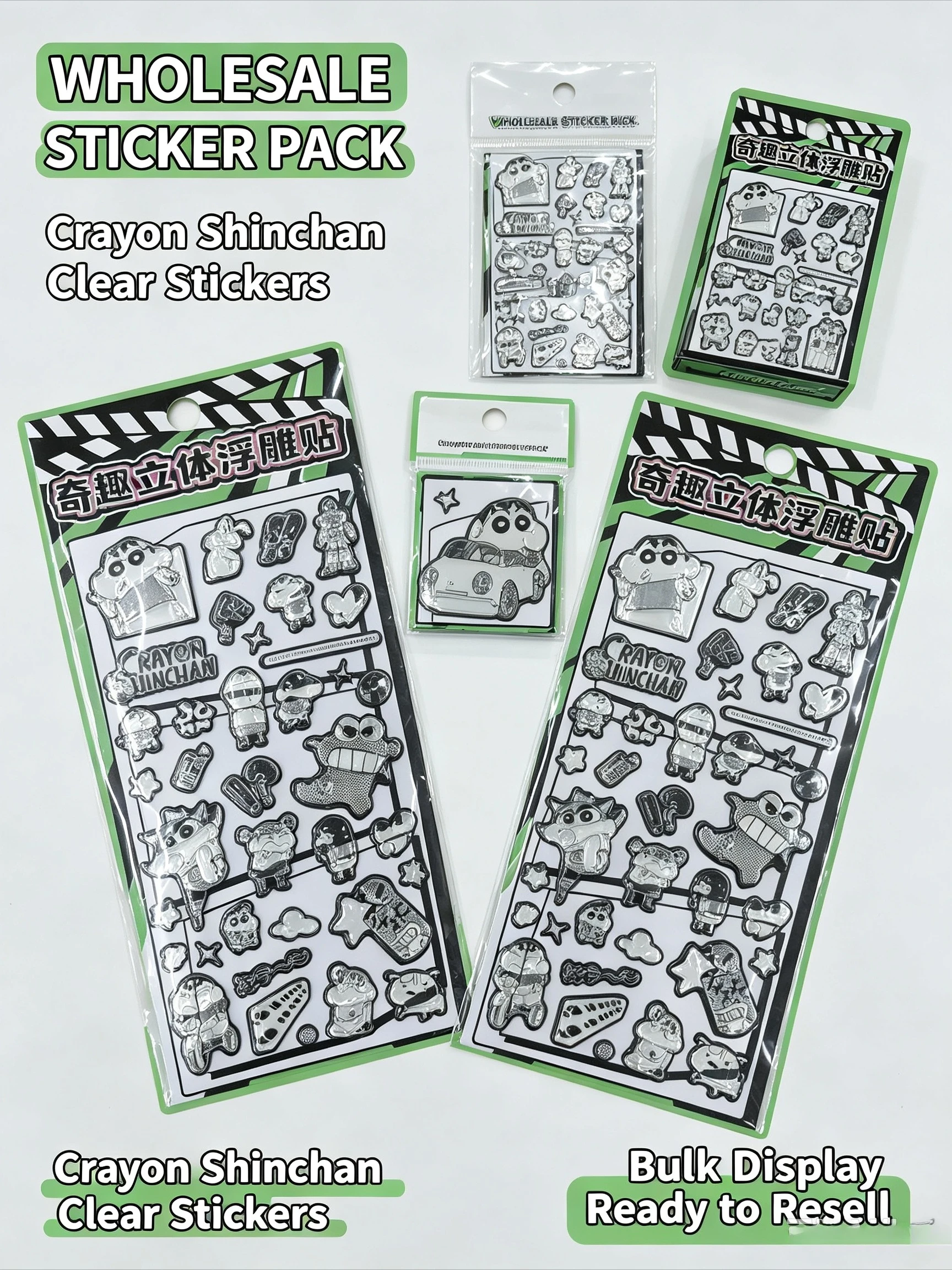 Assorted Crayon Shin-chan 3D Embossed Stickers Waterproof Relief Decals for Laptop Water Bottle Kids Party Favors Supplies