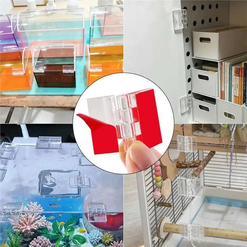 12Pcs Self-Adhesive Acrylic , Crystal Clear No-Drill Hinges-[ToolMr A83]