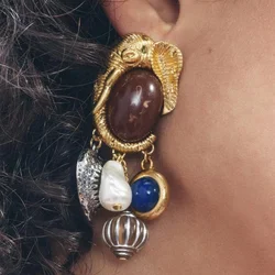 2024 Trending Irregular Geometric Retro Ethnic Style Drop Earrings Gifts for Women Luxury High Quality Brands Jewelry