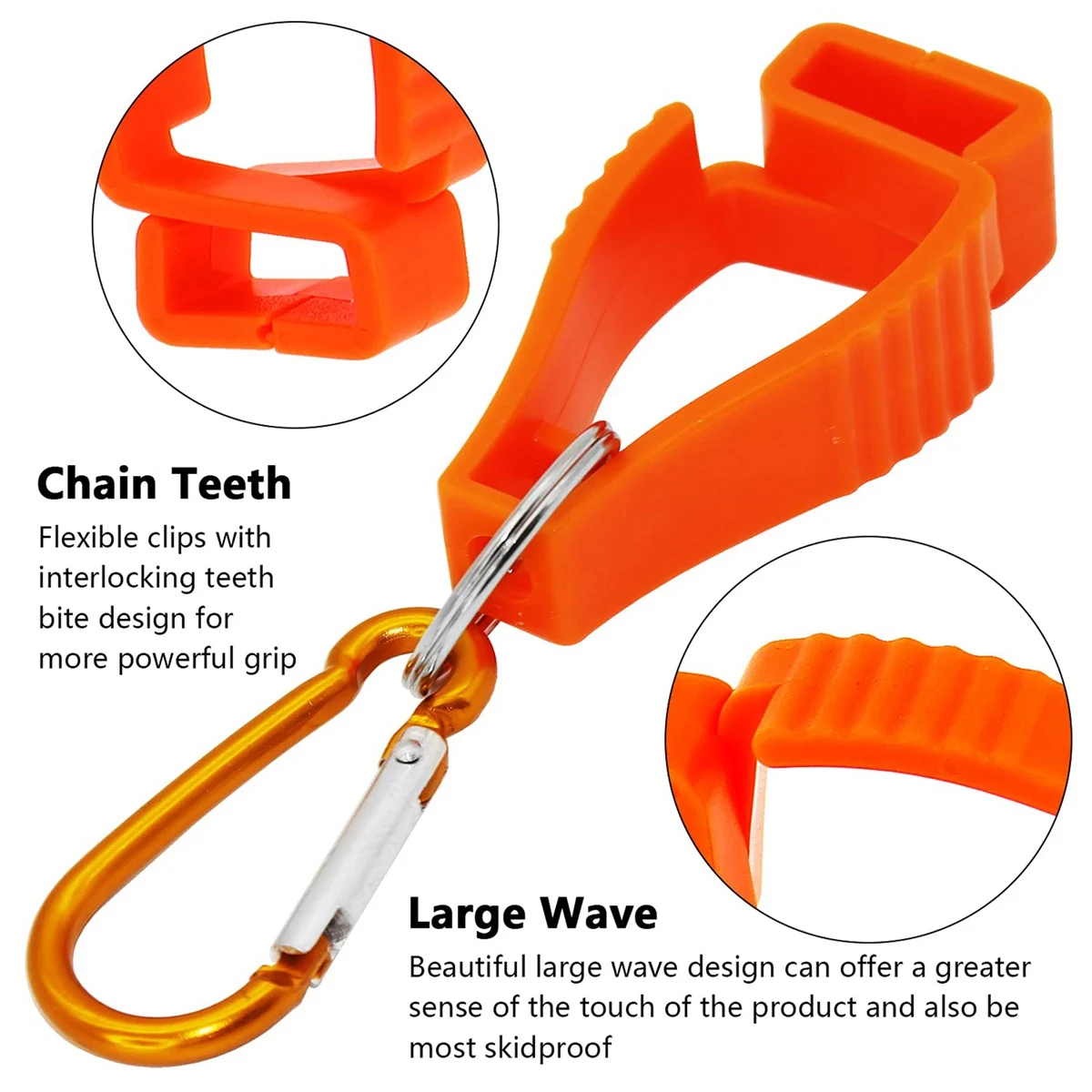 Glove Clips for Work Glove Holders Glove Belt Clip with Metal Carabiners for Construction Worker Guard Labor(Orange)