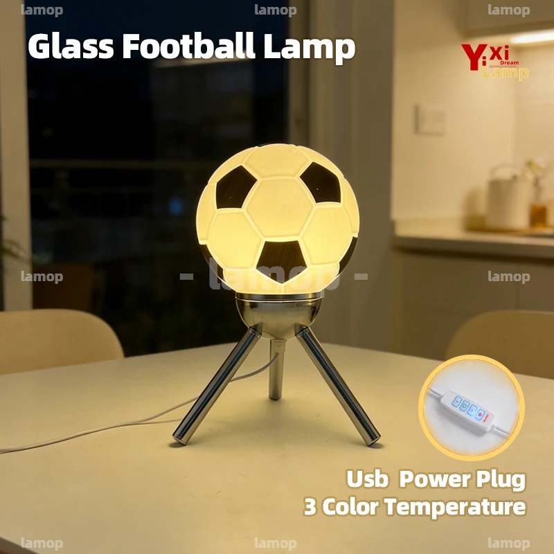 Murano Glass Sports Globe Table Lamp Gentle Ambient Glow Ins Style Decor Light For Teen Space Homestay Interior Ornament