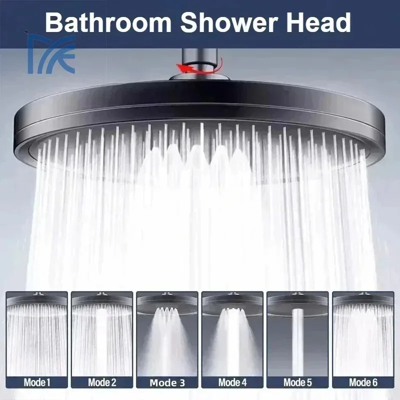 

Big Panel Showerhead High Pressure 6 Speed Supercharge Rainfall Shower Head Top Rain Faucet Bathroom Accessories