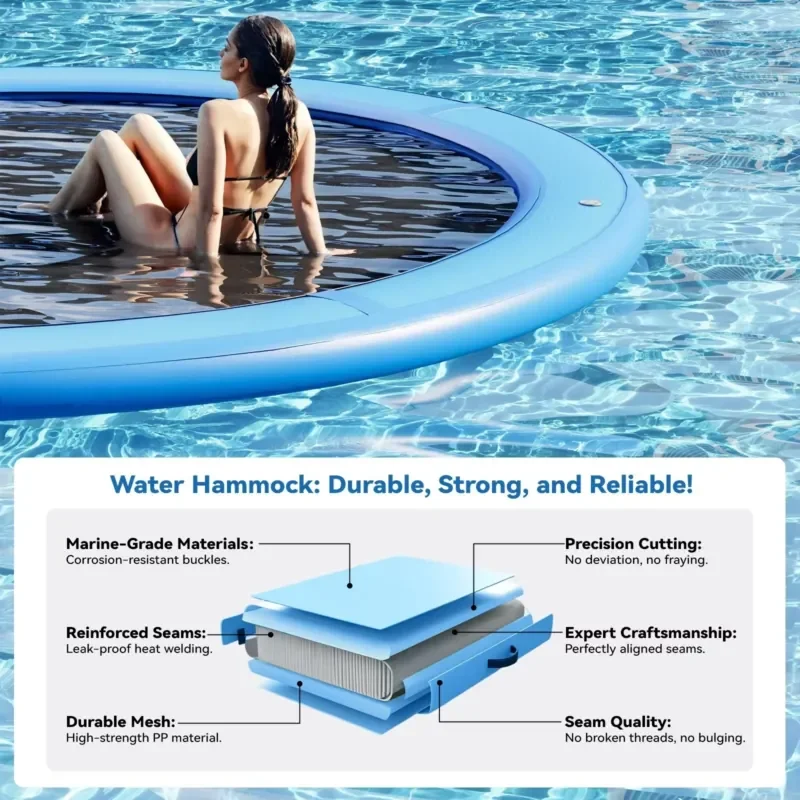 Custom Color Dropstitch Double-Ring Inflatable Dock Sunchill Float Ring for 7-8 People Inflatable Water Amusement Facility
