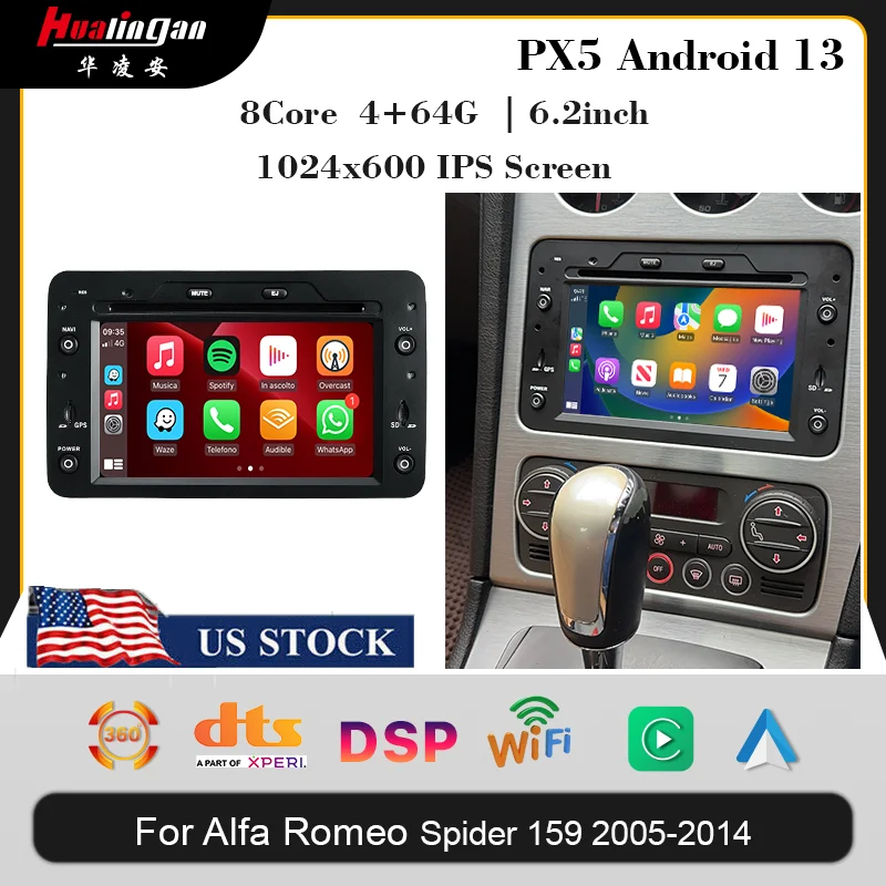 

Android radio for Alfa Romeo Spider Brera 159 Sportwagon 2006 Autoradio Bluetooth Apple CarPlay Android Auto head unit GPS Navit