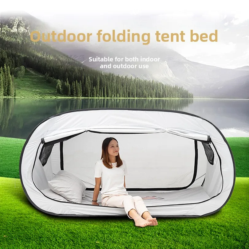 Student Dorm Bed Curtain Mosquito Net Integrated Full Enclosed Blackout Tent For Outdoor Folding Bed Dual Use