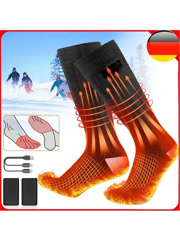Unisex-Winter-Heizsocken, elektrisch beheizte Kaschmirsocken mit 3 Temperaturstufen, waschbar, Fußwärmer, 4–8 Stunden, Größe 38–46.