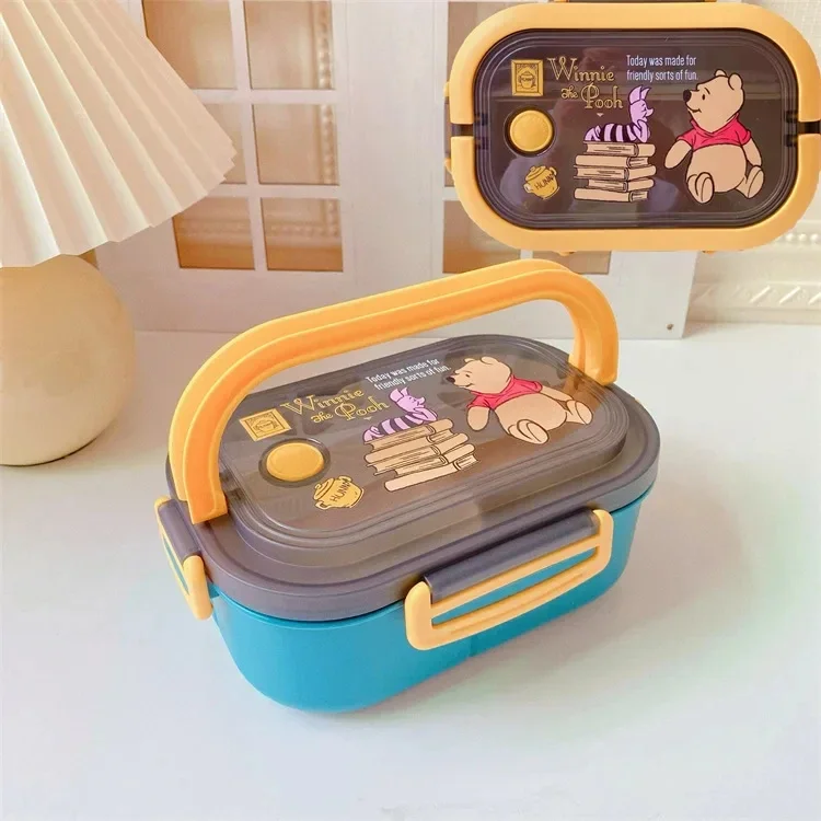 Disney Stitch Lunch Box Cartoon Figure Portable Children’s Student Hermetic Bento Box Portable Double Layer High Capacity Gifts