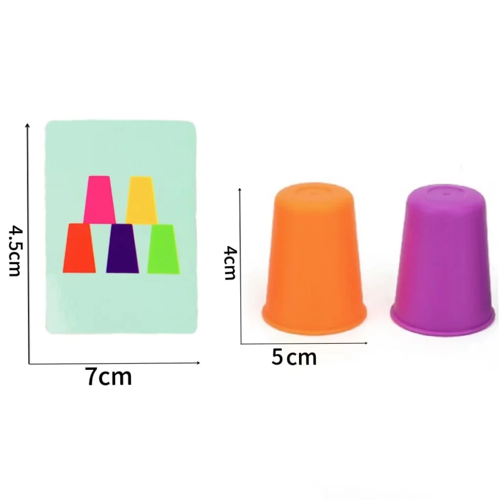 Jouets Montessori, Mini jeu de tasse empilable avec carte, illumination intellectuelle éducative, Cognition des couleurs, formation logique pour enfants