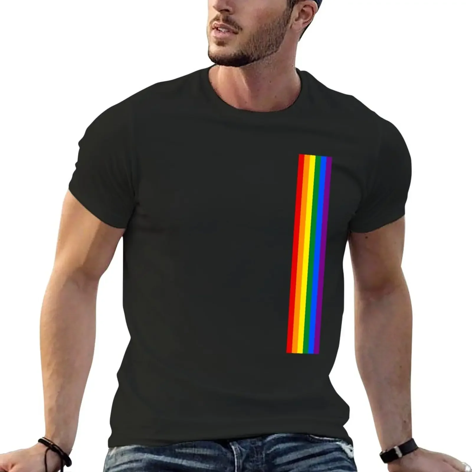 

Pride and Prejudice Flag Strip LGBT T-Shirt shirts graphic tees plus sizes men workout shirt