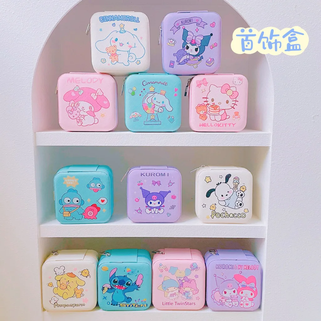 Imagem -03 - Sanrio Papelaria Caixa de Armazenamento Cute Girl Heart Jewelry Box Anel Brincos Colar Brincos Desktop Box Ferramentas de Armazenamento de Estudante