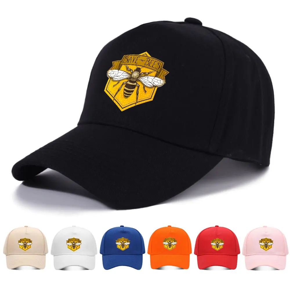 Unisex SAVE The BEES Printed Baseball Cap 100% Cotton Classic Streetwear Hat Adjustable Size Outdoor Sports Daily Party Vacation