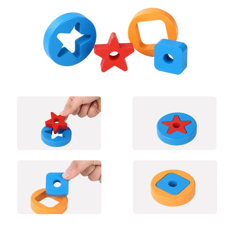 Dzieci Montessori tęczowe klocki drewniana zabawka trening motoryki małej dopasowywanie kolorów kształt układanie gra zabawka edukacyjna dla malucha