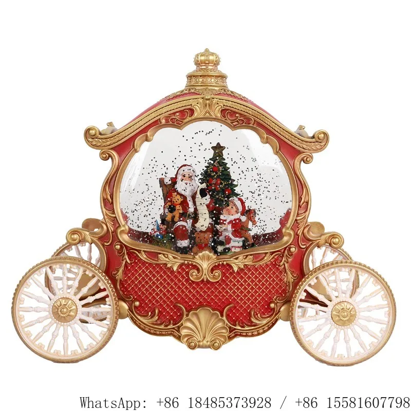 Christmas Decoration Gorgeous Pumpkin Car Scene Music Box Christmas Gift Automatic Snow Water Lamp Room