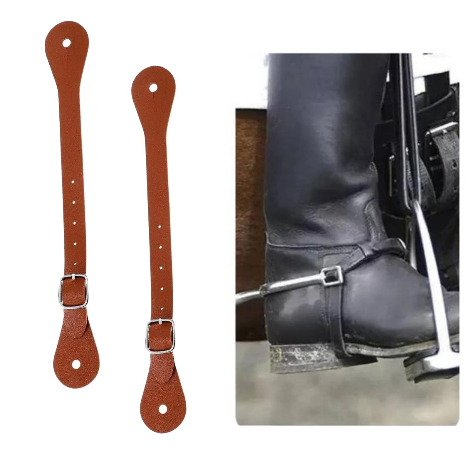 2 Pack Durable Equestrian Adjustable British Boot Straps Premium Women Men Spur Straps for Horse Riding Accessories