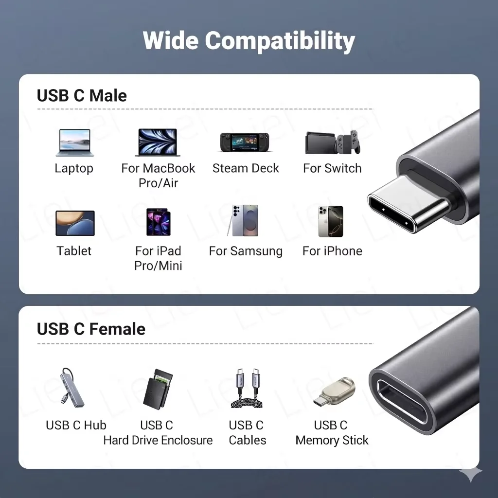 20Gbps USB-C Extension Cable 240W PD Fast Charging 4K@120Hz Video Type C Male to Female Wire for Mac Hub Steam Deck Switch