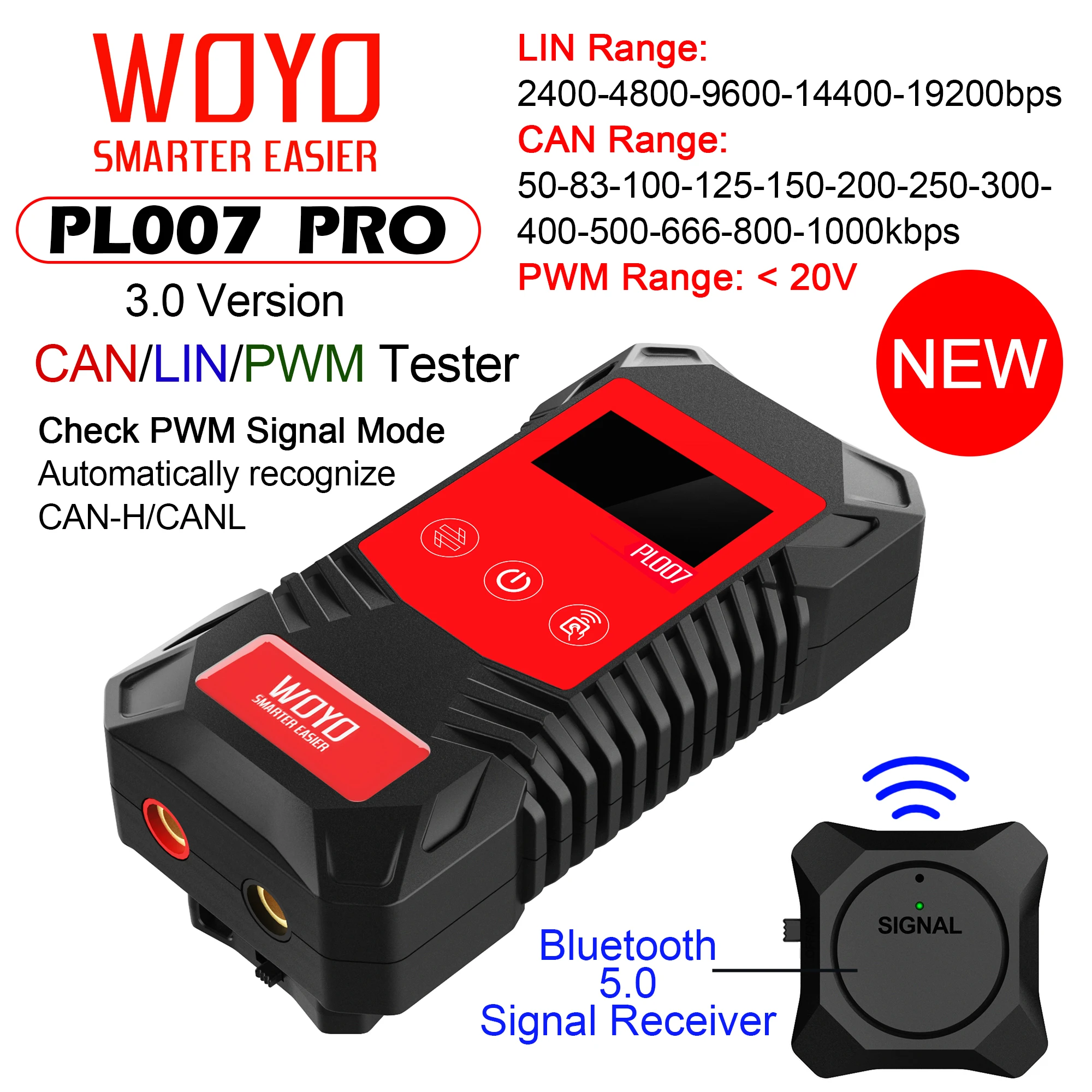 WOYO PL007 PRO CAN/LIN BUS Tester with Wireless Remote Signal Receiver PWM Signal Detector For Automotive Diagnostic Tool