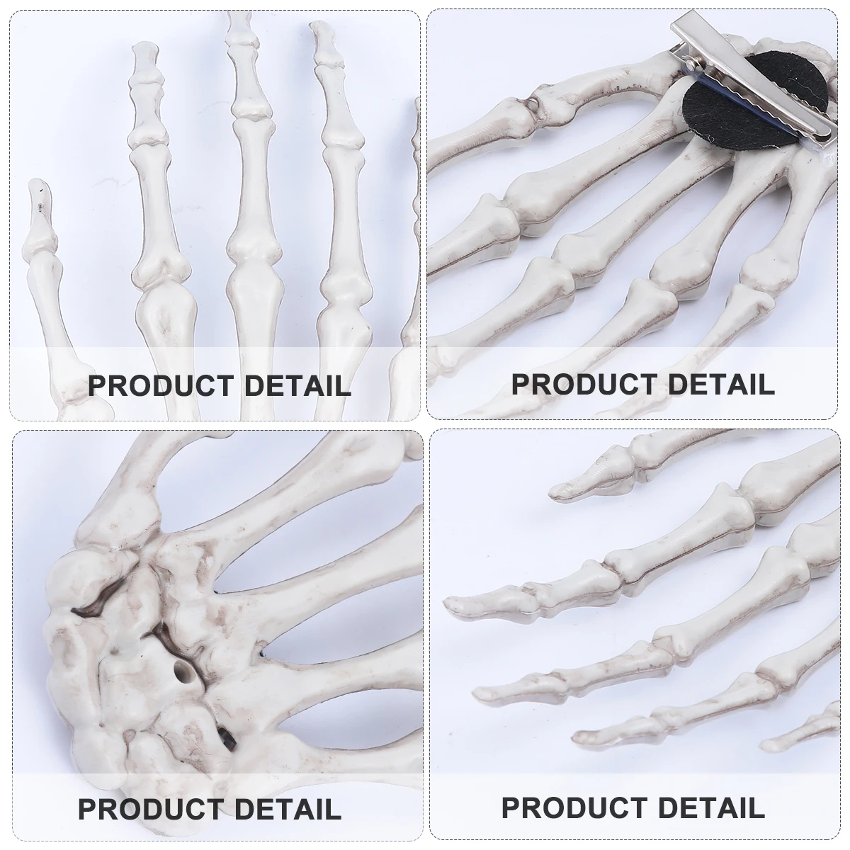 

2Pcs Hand Hair Clips Women Skull Shape Barrettes Halloween Party Accessories Stylish Claw Design Gift Ideas