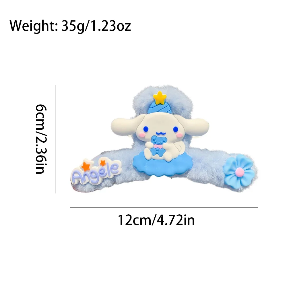 Anime Figure Kitty Cat Hairpin Cinnamoroll Cute Cartoon Kuromi Melody Silicone Badge Plush Hair Clip Xmas Hair Accessories