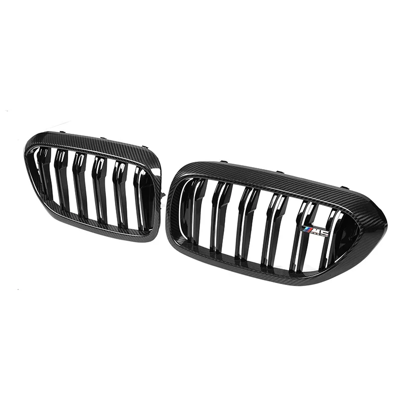 

For 5 Series M5 G30 F90 530i 540i Grill Dry Carbon Fiber Double Slat Front Bumper Grill Grille Mesh 2017-2020