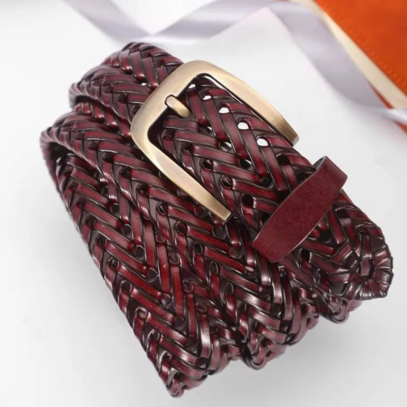 الرجال والنساء حزام جلد طبيعي الإناث الفاخرة حزام أحزمة Cummerbund المنسوجة محبوك جودة عالية الجينز السراويل الملحقات