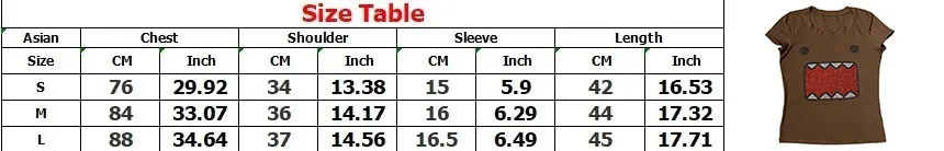 Y2K Grunge Damen Slim Kurzarm T-Shirt Braun U-Ausschnitt Strass Domo Kun Mund Grafik Tee Alt Harajuku Streetwear Top – Detail 1