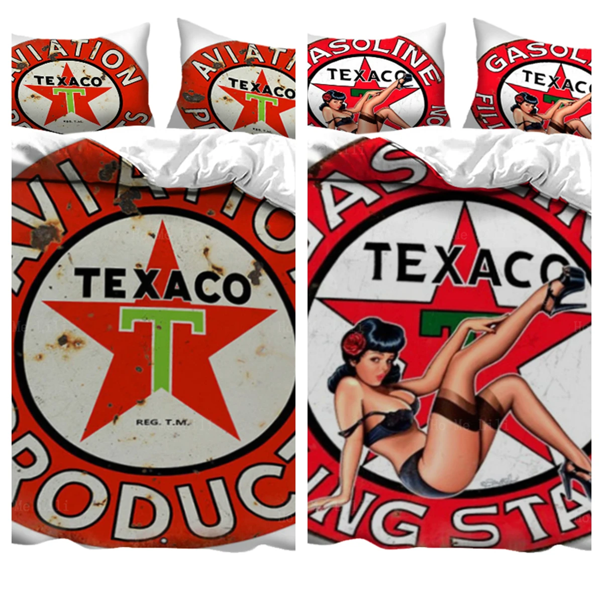 

Retro Style Nostalgic Texaco Aviation And Sexy Women Duvet By Ho Me Lili Bedding Set