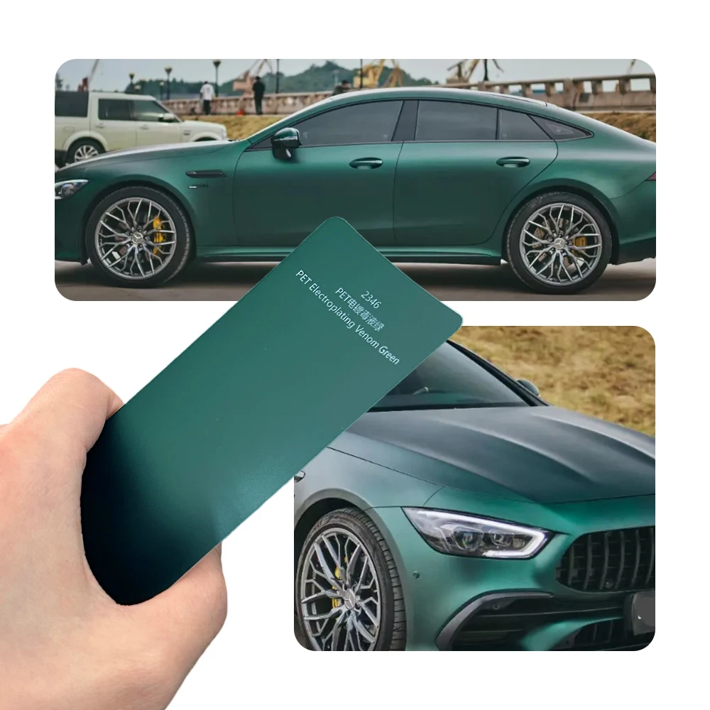 Premium PET Electroplating Venom Green Car Body Wrap Anti Scratch Waterproof Long Lasting Full Car Modification Film