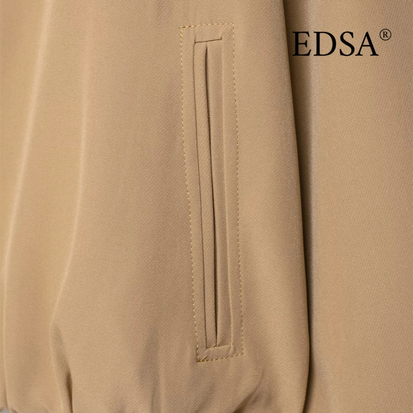 EDSA 여성 봄버 재킷 퍼프 슬리브 사이드 지퍼 턴다운 칼라 엘라스틱 트림 여성 캐주얼 코트 아우터웨어