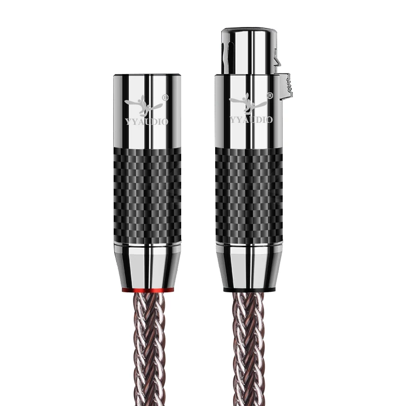 Hi-End OCC + Sterling Silber gemischtes, symmetrisches HiFi-Kabel, 16 Stränge, XLR-Stecker auf Buchse, 3-poliges Klinken-Verlängerungskabel für Mikrofon