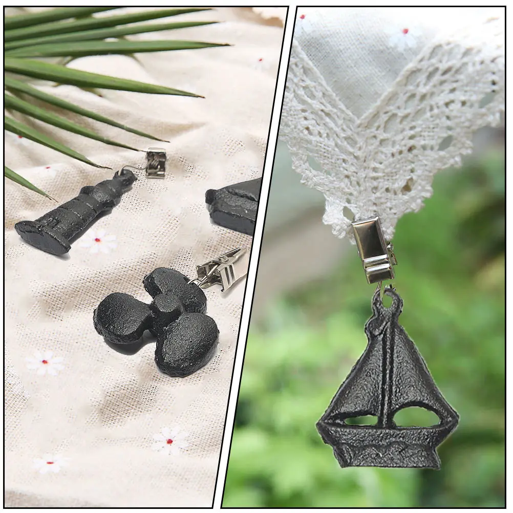 

1 Set Picnic Blanket Clamps Iron Table Cloth Holders Heavy Duty Windproof Vintage Marine Style For Outdoor Camping Wedding Party