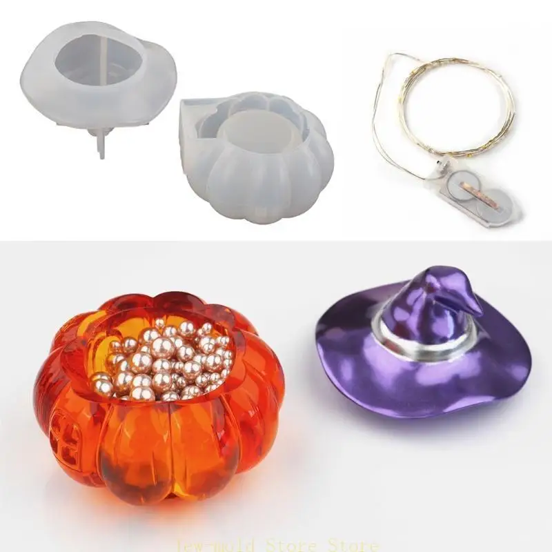 

C71B DIY Epoxy Crystal Resin Halloween Pumpkin Storage Box Mold for Soap Holder DIY Jewelry Storage Home Decoration