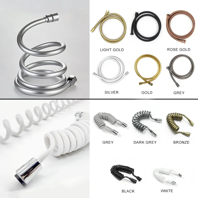 

Bathroom Shower Accessories Hose 2M/3M Spring Hose Universal G1/2 Connection 1.5M PVC Hose Silver/Grey/Rose Gold/White/Black