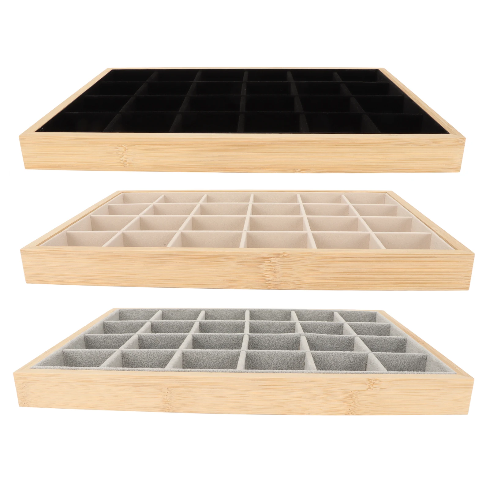 Jewelry Drawer Insert Jewelry Storage Display Trays Multipurpose 24 Grids Jewelry Tray for Ring Earring Bangle Bracelet Necklace