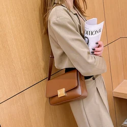 Women’s Pu Leather Flap Shoulder Bag Summer Small Square Bags Luxury Design Purse Handbags Soild Color Messenger Bag Tofu Bags