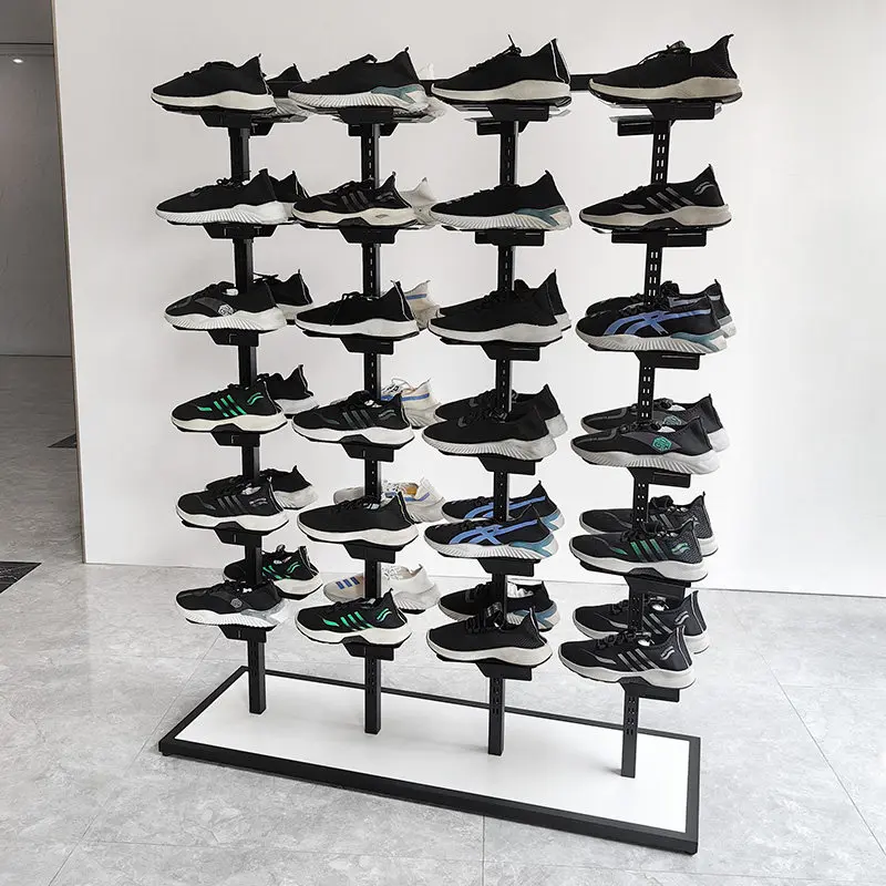 

Мобильная многофункциональная витрина для обуви, двусторонняя полка, напольная стойка для обуви от пола до потолка, аксессуары для обувных магазинов
