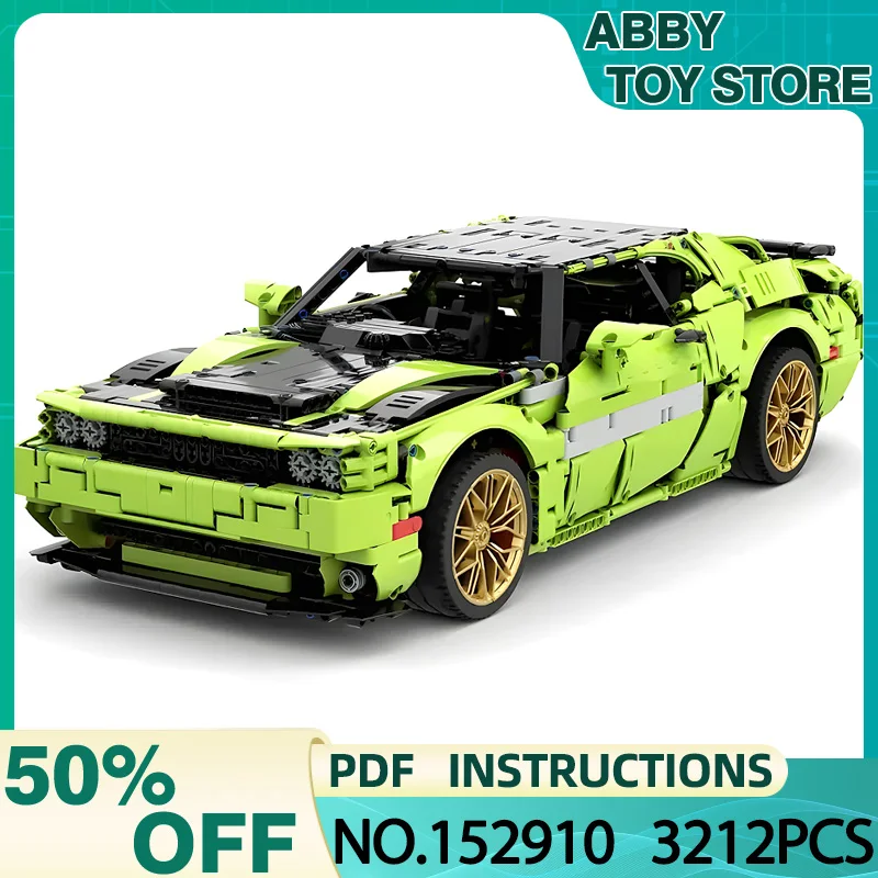 MOC 152910 1:8 Green GT Super Sports Car Building Blocks Technical Vehicles Bricks Puzzle Toys Christmas Birthday Gfits For Kids