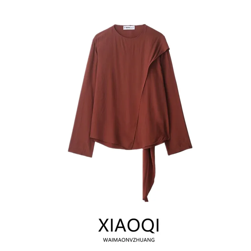 เสื้อคลุมยาวทรงหลวมสำหรับวัยรุ่นหญิง ดีไซน์ผูกโบว์อเนกประสงค์ รุ่น Ele Autumn 2025