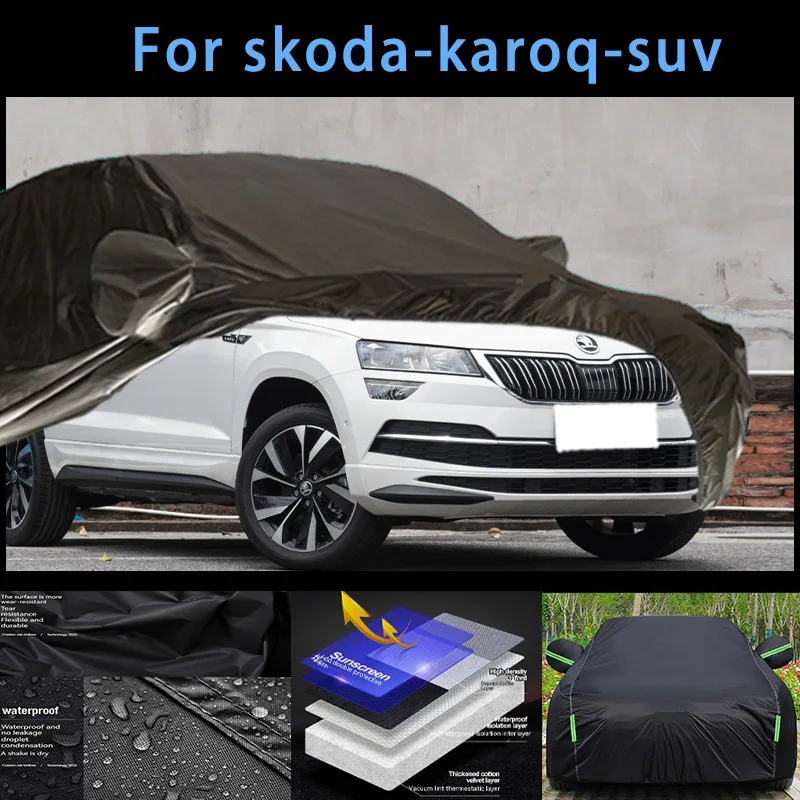 For skode-karoq-suv  Outdoor Protection Full Car Covers Snow Cover Sunshade Waterproof Dustproof Exterior Car accessories