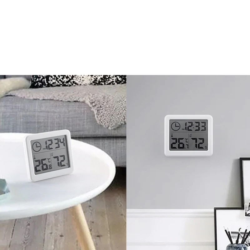 Multifunction Thermometer Hygrometer Automatic Electronic Temperature Humidity Monitor Clock 3.2inch Large LCD Screen