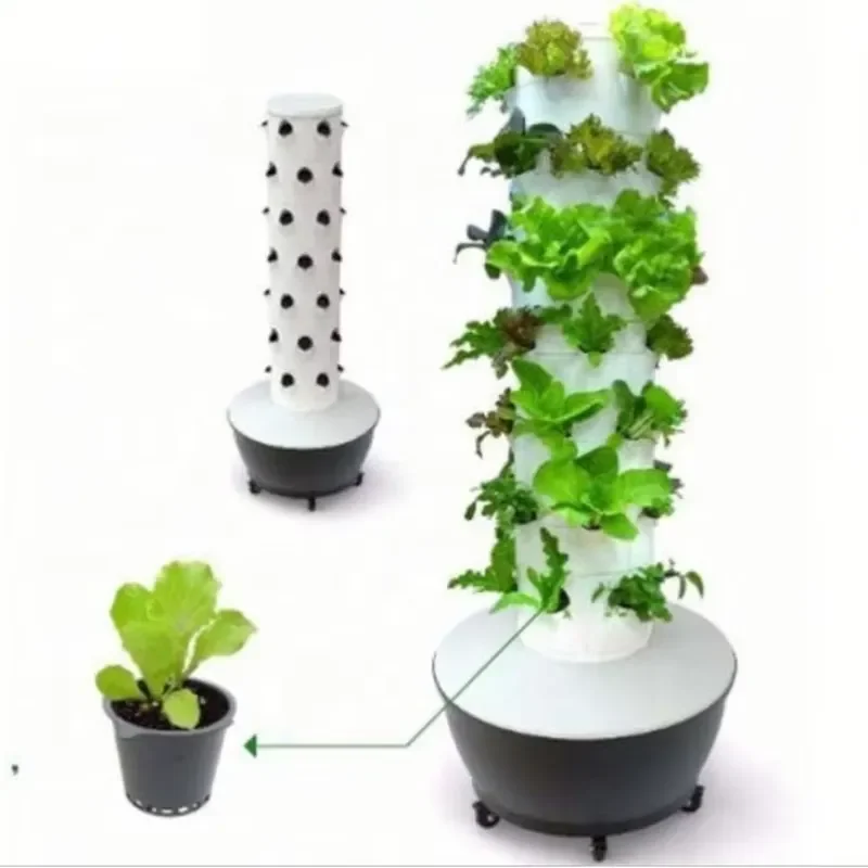 Hydroponics DIY Build Tower Stacked Aeroponic Growing System for Indoor Outside Herbs Fruits Vegetables