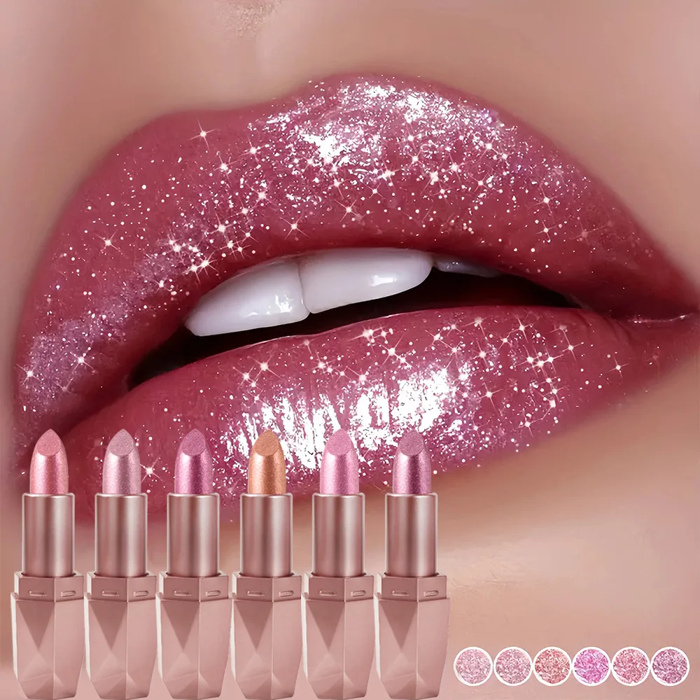 Diamond Shine Lipstick - Waterdichte en langdurige, hydraterende, sterk gepigmenteerde formule in holografische verpakking