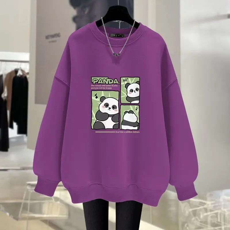 Autumn Women Clothing Fashion Y2K Cartoon Printed Sweatshirts O-neck Loose Casual Top Pullovers Vintage Simplicity Cozy Hoodies