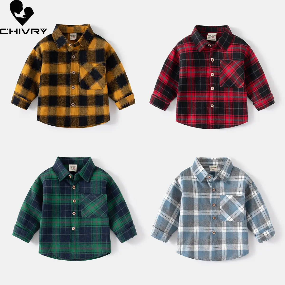 

Boys Classic Plaid Shirts New 2023 Spring Autumn Baby Boy Fashion Long Sleeve Lapel Plaid Shirt Tops Kids Casual Clothing