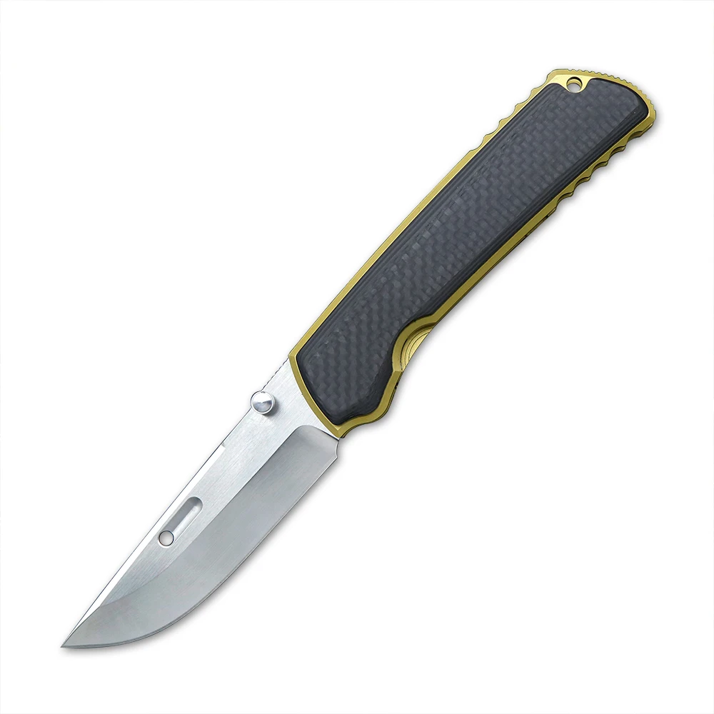 

New VG10 Steel Titanium Alloy Folding Knife Carbon Fiber Handle Outdoor Camping Defensive Fishing Portable EDC Fruit Knife