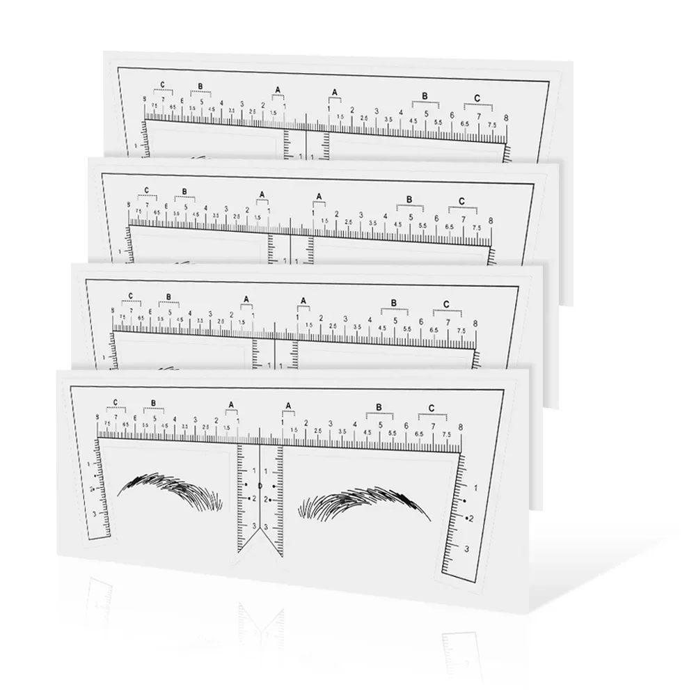 Embroidered Eyebrow Ruler with Patterns Eyebrow Auxiliary Design Scale Transparent Adhesive Tattoo Eyebrow Mapping Supplies