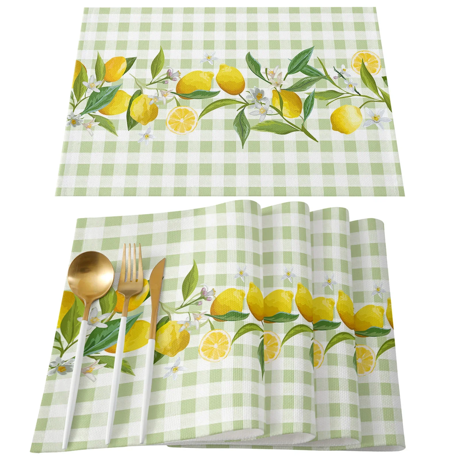 Summer Lemon Plaid Table Runner Home Wedding Decor Table Flag Mat Table Centerpieces Decoration Party Dining Long Tablecloth