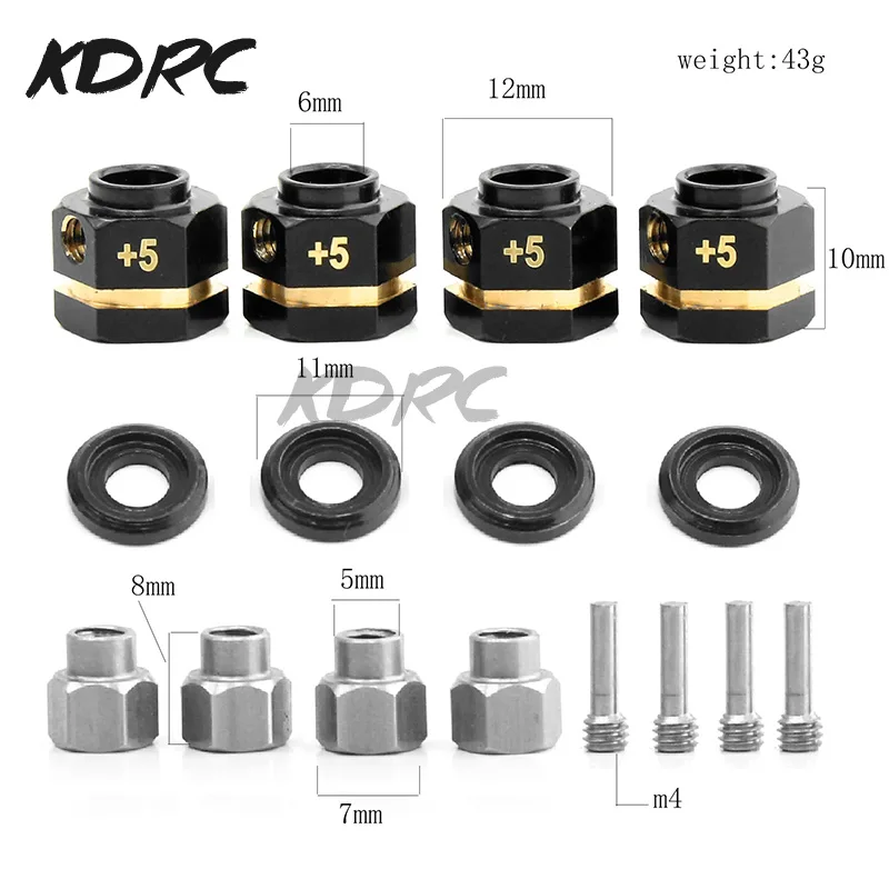 Adaptateur hexagonal de roue en laiton rapDuty, pièces de mise à niveau de voiture inoler RC TRAXXAS TRtage TRX6 1/10, 12mm, 8mm, 10mm, 15mm, 20mm, 4 pièces