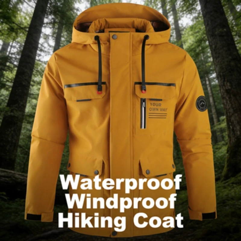 

Men Spring Autumn Cargo Jacket Multi Pocket Detachable Hood Plus Size EU Size Casual Outerwear