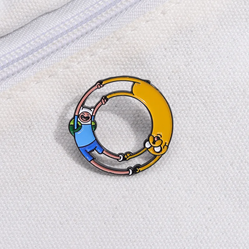 핀과 개 제이크 핀 브로치와 만화 모험 시간 귀여운 레몬 프린스 애니메이션 그림 에나멜 옷깃 핀 쥬얼리 코스프레 소품